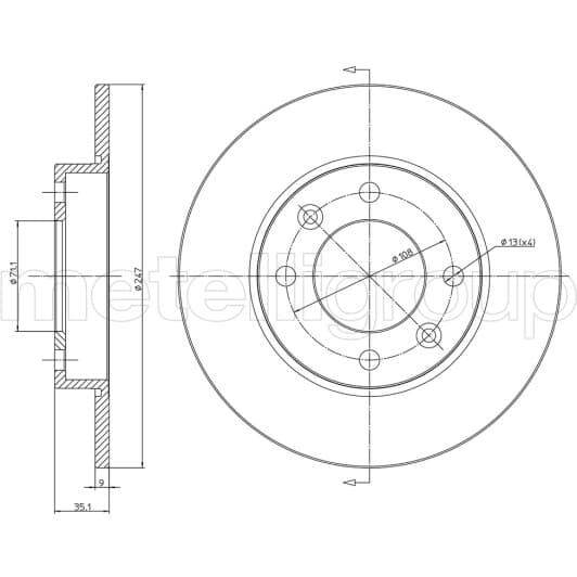 230567C Metelli Гальмівний диск