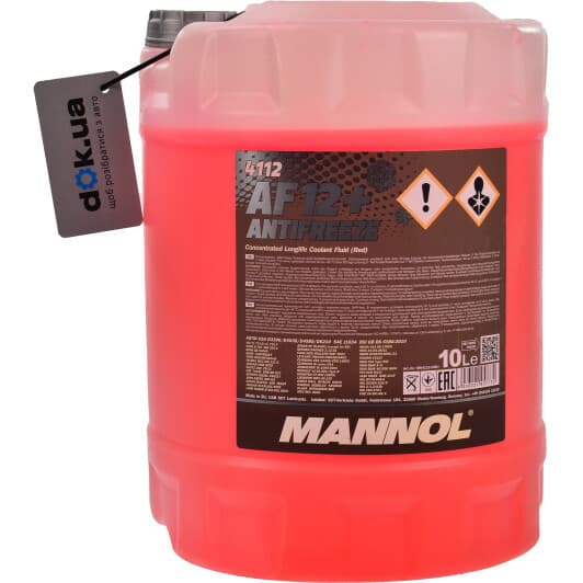 Mannol AF12+ Longlife G12+ красный 10 л (MN4112-10) концентрат антифриза