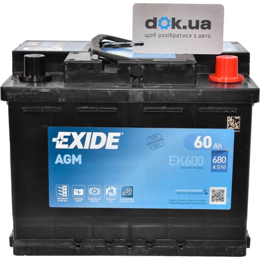 Акумулятор Exide 6 CT-60-R AGM EK600
