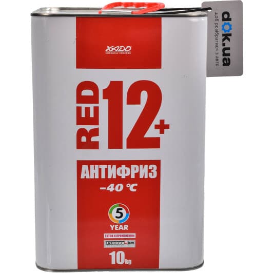 Xado (метал) G12+ червоний -40 °C, 10 л (XA50407) готовий антифриз