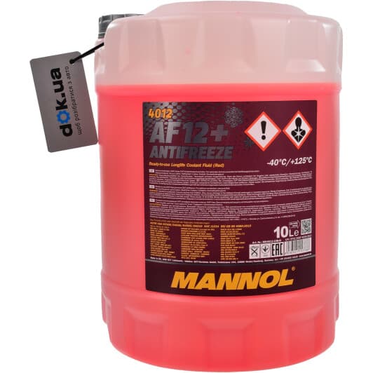 Mannol AF12+ Longlife G12+ красный -40 °C, 10 л (MN4012-10) готовый антифриз