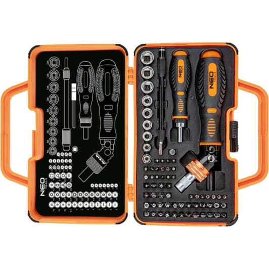 Набір бит та торцевих головок з тримачем та тріскачкою Neo Tools 06116 55 шт.