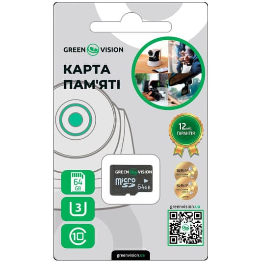 Карта пам’яті Green Vision microSDHC 64 ГБ