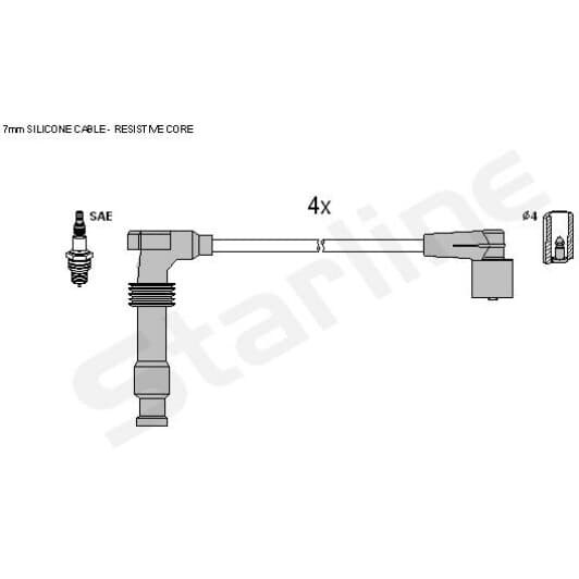 ZK9772 Starline Комплект дротів запалювання