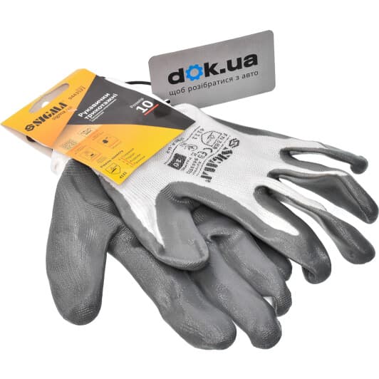 Рукавички робочі Sigma трикотажні з нітриловим покриттям сірі, XL 10" (9443521)