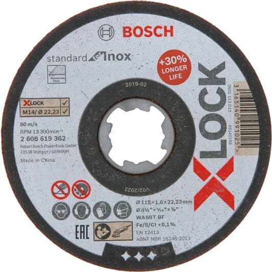 Круг отрезной Bosch X-Lock Standard for Inox 2608619362 115 мм