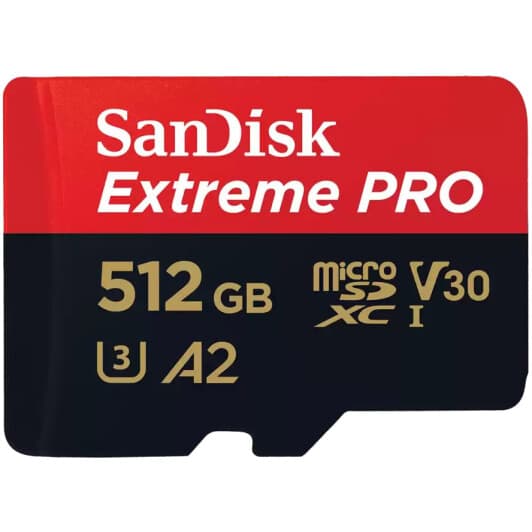 Карта памяти SanDisk Extreme PRO microSDXC 512 ГБ с SD-адаптером SDSQXCD-512G-GN6MA