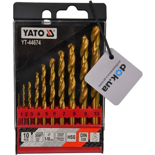 Набор сверл Yato спиральных по металлу YT-44674 1-10 мм 10 шт.