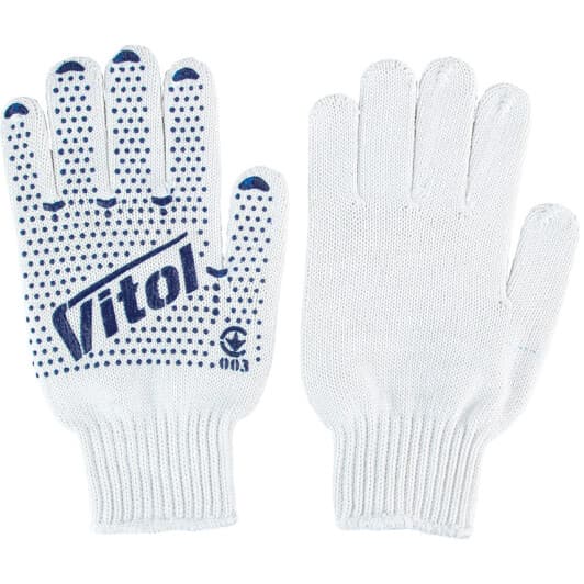 Рукавички робочі Vitol хб з точками ПВХ білі