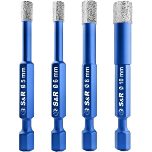 Набор сверл S&R трубчатых по плитке и стеклу 252500004 5-10 мм 4 шт.