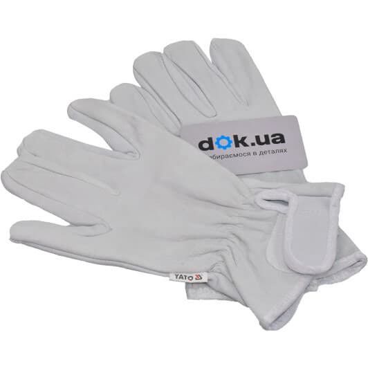 Перчатки рабочие Yato кожаные с застежкой на липучке белые
