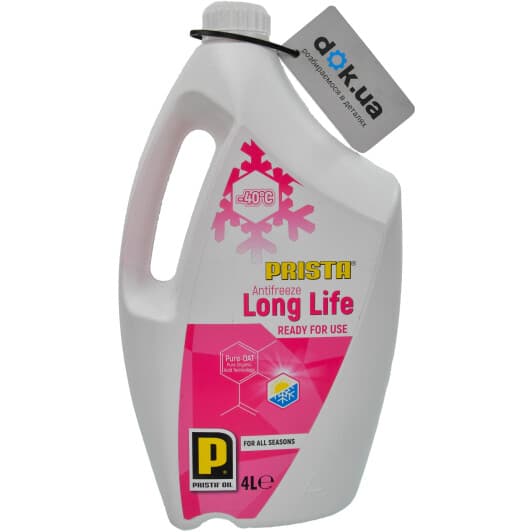Prista Long Life G12+ червоний -40 °C, 4 л (P020225) готовий антифриз