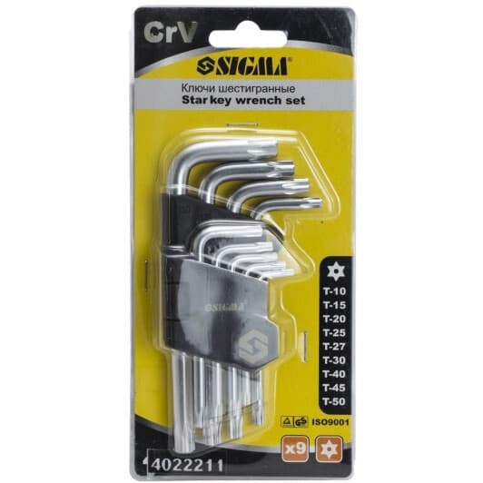 Ключ TORX Sigma 4022211 L-подібний T10-T50