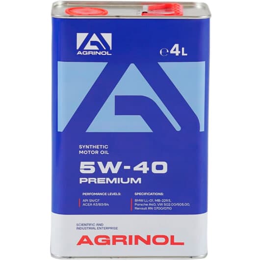 Agrinol Premium 5W-40 (4 л) моторна олива