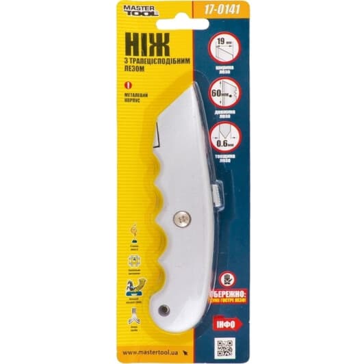 Нож монтажный MasterTool 17-0141 монолитное лезвие