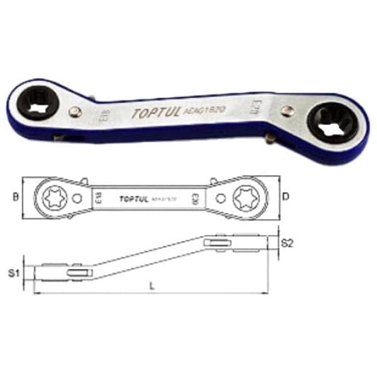 Ключ тріскачка накидний Toptul AEAG0607 S-подібний E6xE7