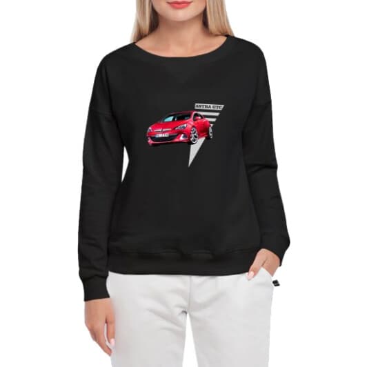 Світшот жіночий Globuspioner Opel Astra GTC принт спереду спущений рукав чорний