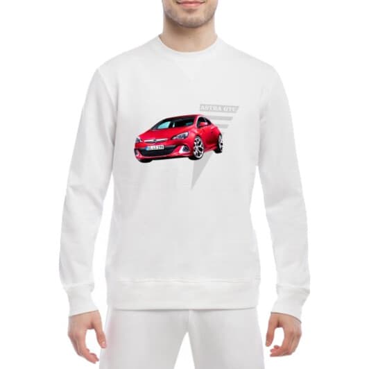 Свитшот мужской Globuspioner Opel Astra GTC спереди класический рукав белый