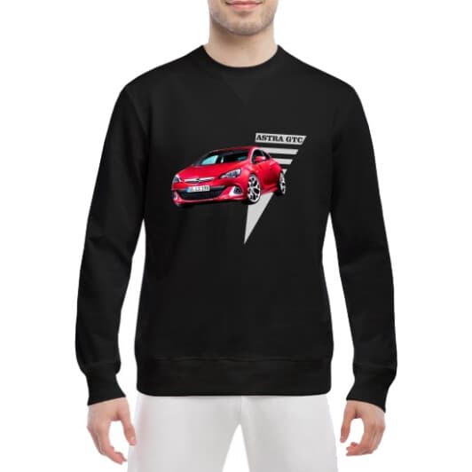 Світшот чоловічий Globuspioner Opel Astra GTC принт спереду класичний рукав чорний