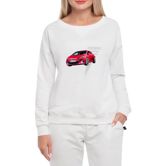 Світшот жіночий Globuspioner Opel Astra GTC принт спереду спущений рукав білий