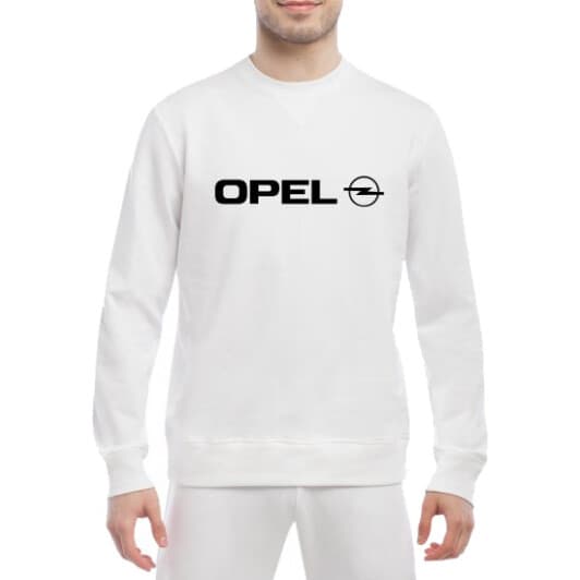 Світшот чоловічий Globuspioner Opel Big Logo принт спереду класичний рукав білий