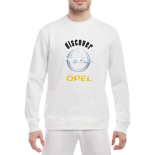 Свитшот мужской Globuspioner Opel Discover спереди класический рукав белый