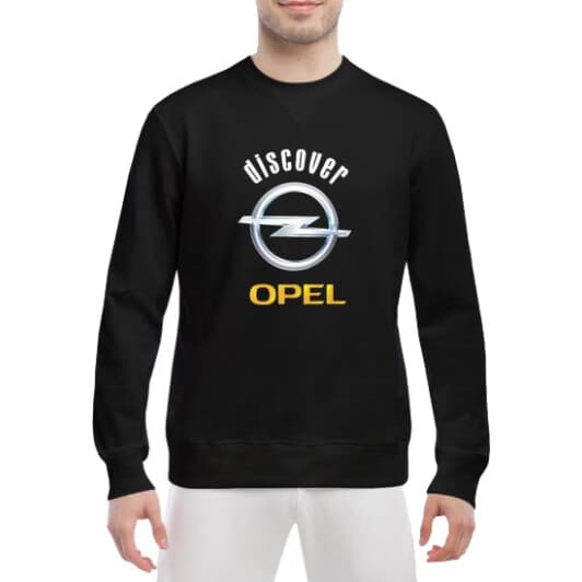 Свитшот мужской Globuspioner Opel Discover спереди класический рукав чёрный