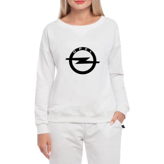 Світшот жіночий Globuspioner Opel Big Logo v2 принт спереду спущений рукав білий