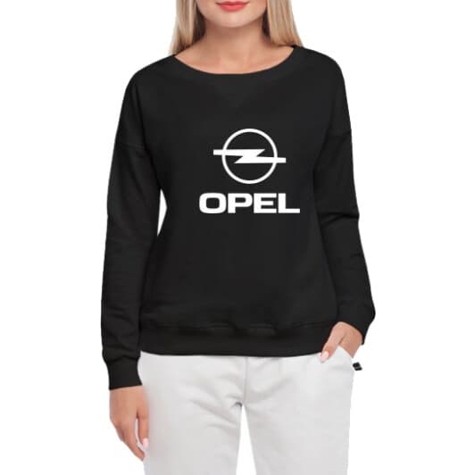 Свитшот женский Globuspioner Opel Big Logo v3 спереди спущенный рукав чёрный