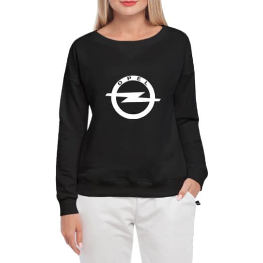 Свитшот женский Globuspioner Opel Big Logo v2 спереди спущенный рукав чёрный