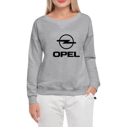 Світшот жіночий Globuspioner Opel Big Logo v3 принт спереду спущений рукав сірий