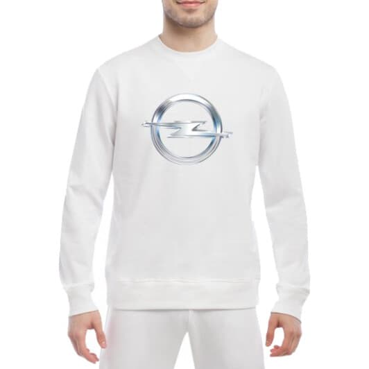 Свитшот мужской Globuspioner Opel Big Logo Silver спереди класический рукав белый