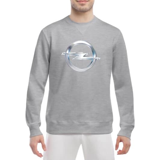 Світшот чоловічий Globuspioner Opel Big Logo Silver принт спереду класичний рукав сірий