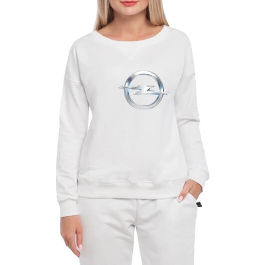 Свитшот женский Globuspioner Opel Big Logo Silver спереди спущенный рукав белый