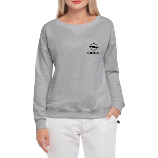 Свитшот женский Globuspioner Opel Mini Logo спереди спущенный рукав серый