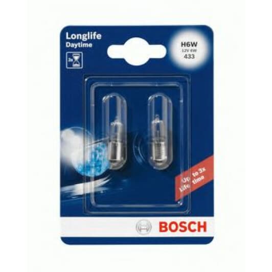 Автолампа Bosch Longlife Daytime H6W BAX9s 6 W прозрачная 1987301061