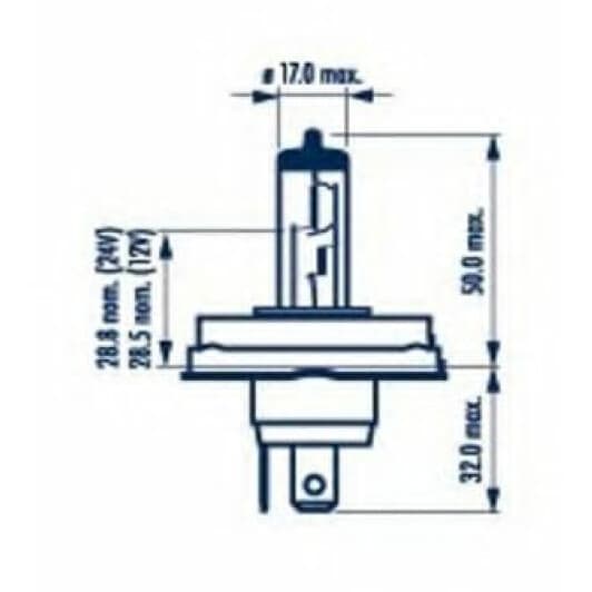 Автолампа Narva R2 (Bilux) P45t-41 45 W прозрачная 48121