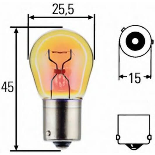 Автолампа Behr Hella Standard PY21W BAU15s 21 W жовта 8ga006841241