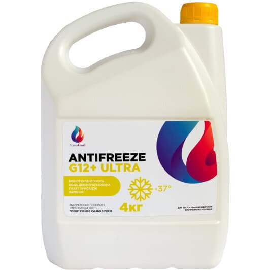 NanoFrost Ultra G12+ желтый -37 °C, 4 л готовый антифриз