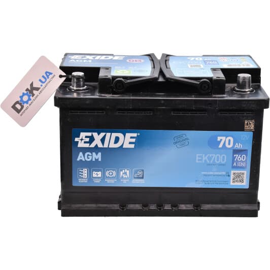 Аккумулятор Exide 6 CT-70-R Start-Stop AGM EK700