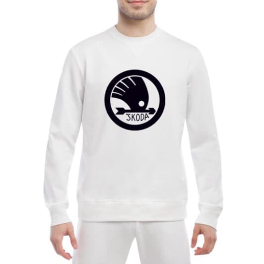 Свитшот мужской Globuspioner Skoda Arrow Logo спереди класический рукав белый