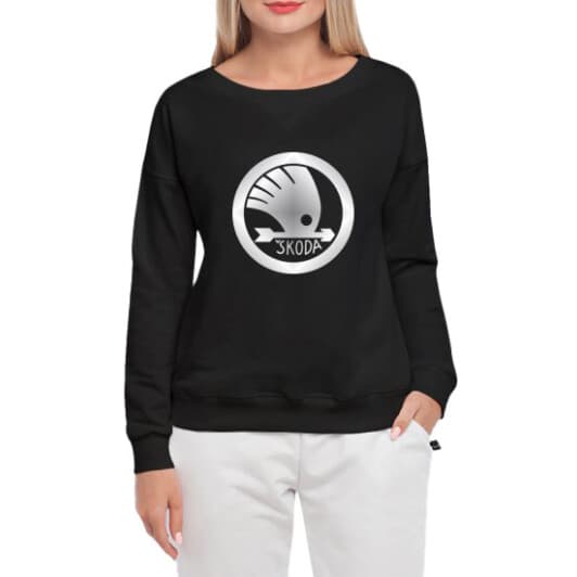 Свитшот женский Globuspioner Skoda Arrow Logo принт спереди спущенный рукав чёрный