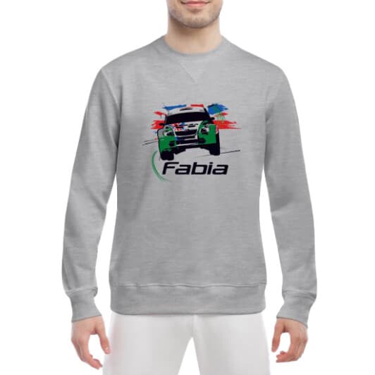 Світшот чоловічий Globuspioner Skoda Fabia Rally принт спереду класичний рукав сірий