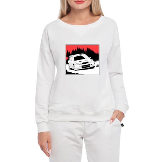 Світшот жіночий Globuspioner Skoda Art принт спереду спущений рукав білий