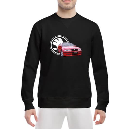 Світшот чоловічий Globuspioner Skoda Octavia принт спереду класичний рукав чорний