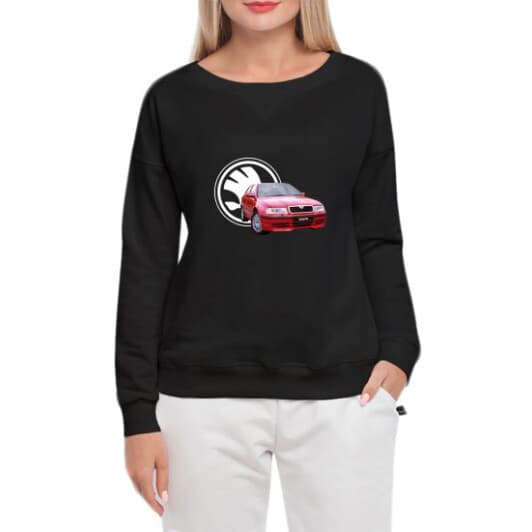 Свитшот женский Globuspioner Skoda Octavia принт спереди спущенный рукав чёрный
