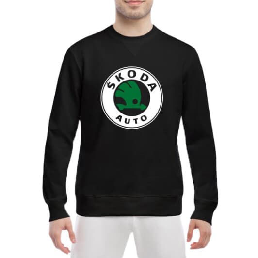 Світшот чоловічий Globuspioner Skoda Auto Big Logo принт спереду класичний рукав чорний