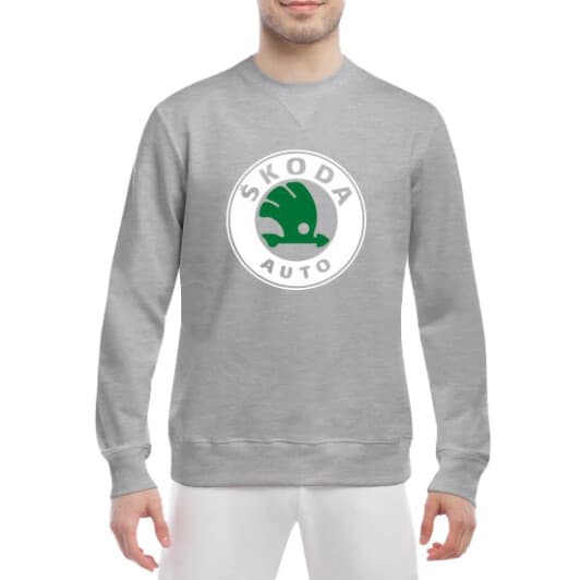 Свитшот мужской Globuspioner Skoda Auto Big Logo спереди класический рукав серый