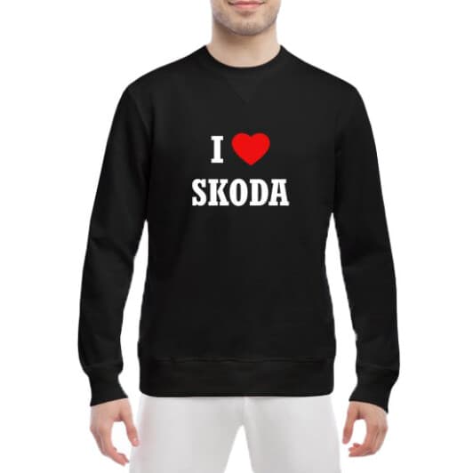 Світшот чоловічий Globuspioner I Love Skoda принт спереду класичний рукав чорний