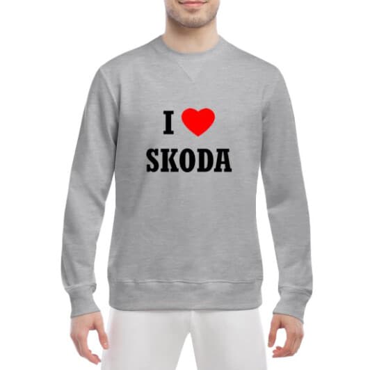 Світшот чоловічий Globuspioner I Love Skoda принт спереду класичний рукав сірий